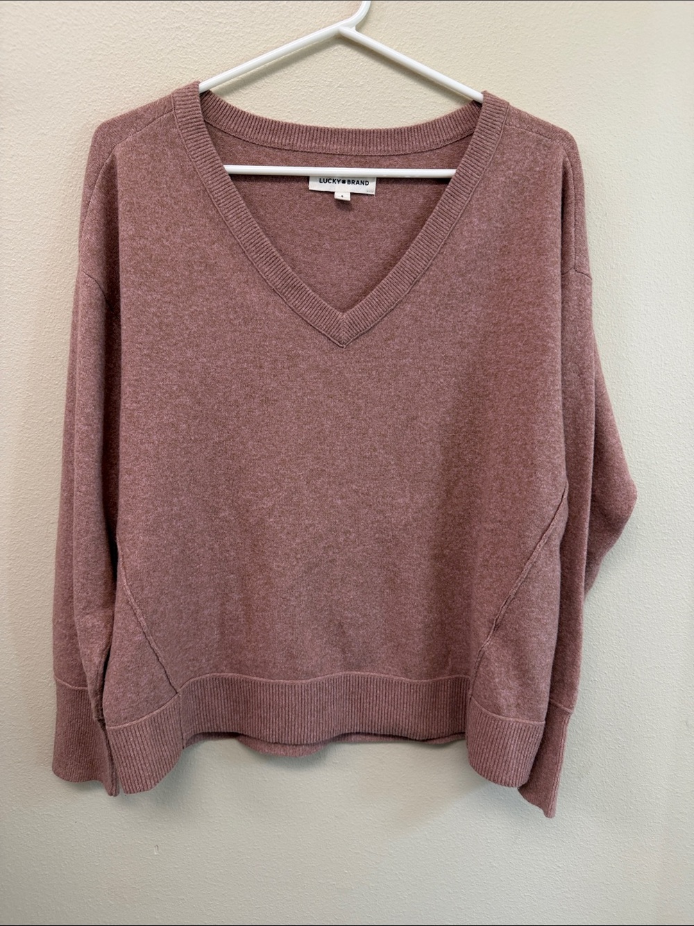 Lucky Brand Mauve-Pink V-Neck Sweater